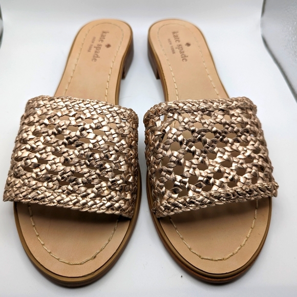 kate spade Shoes - KATE SPADE Berlin ROSE Woven Leather Slides